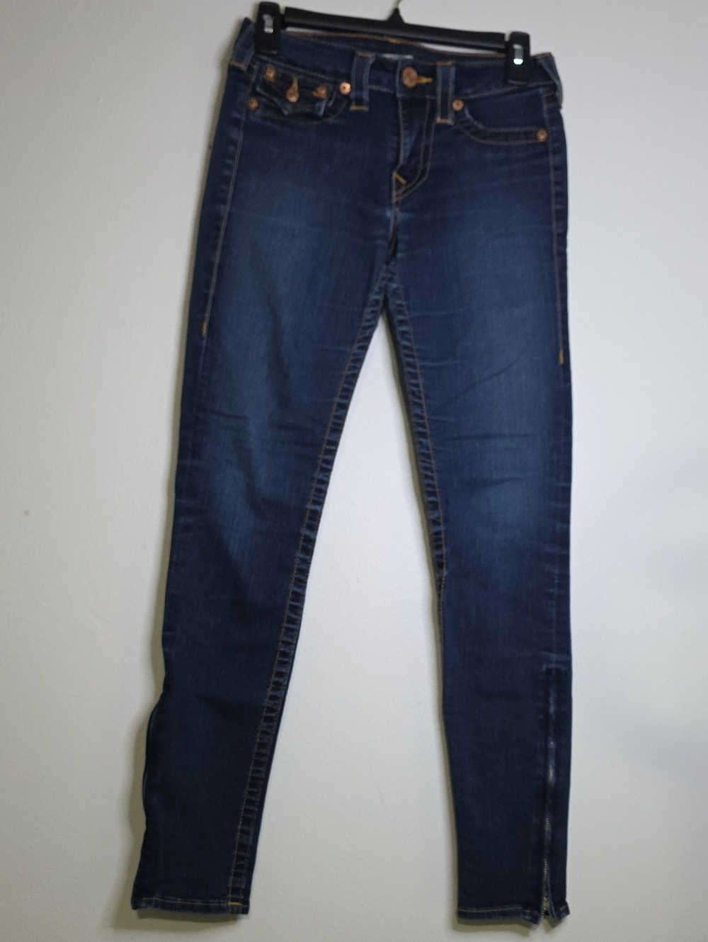 True Religion Women's Indigo Skinny Jeans with Contrast Stitching